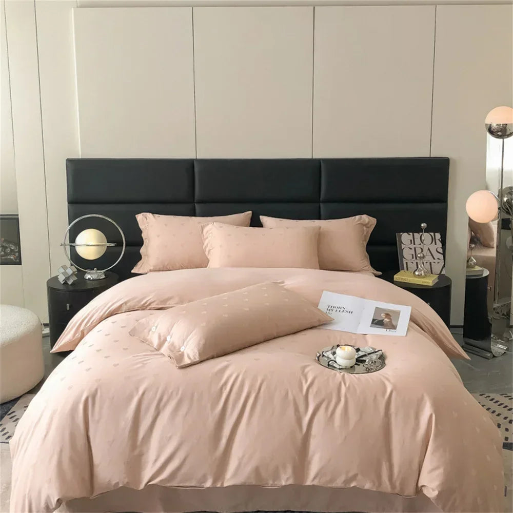Afralia™ Nordic Light Tan Egyptian Cotton Jacquard Bedlinens Set for Ru Europe Queen King Size