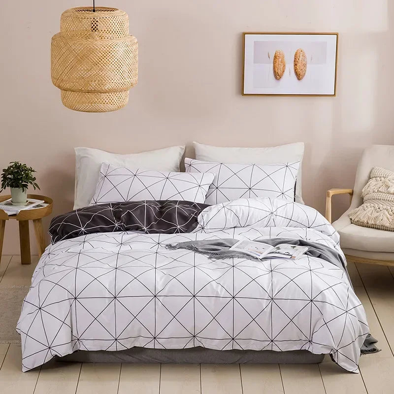 Geometric Stripe Bedding Set by Afralia™: Queen, King, Full, Single, Double Sizes