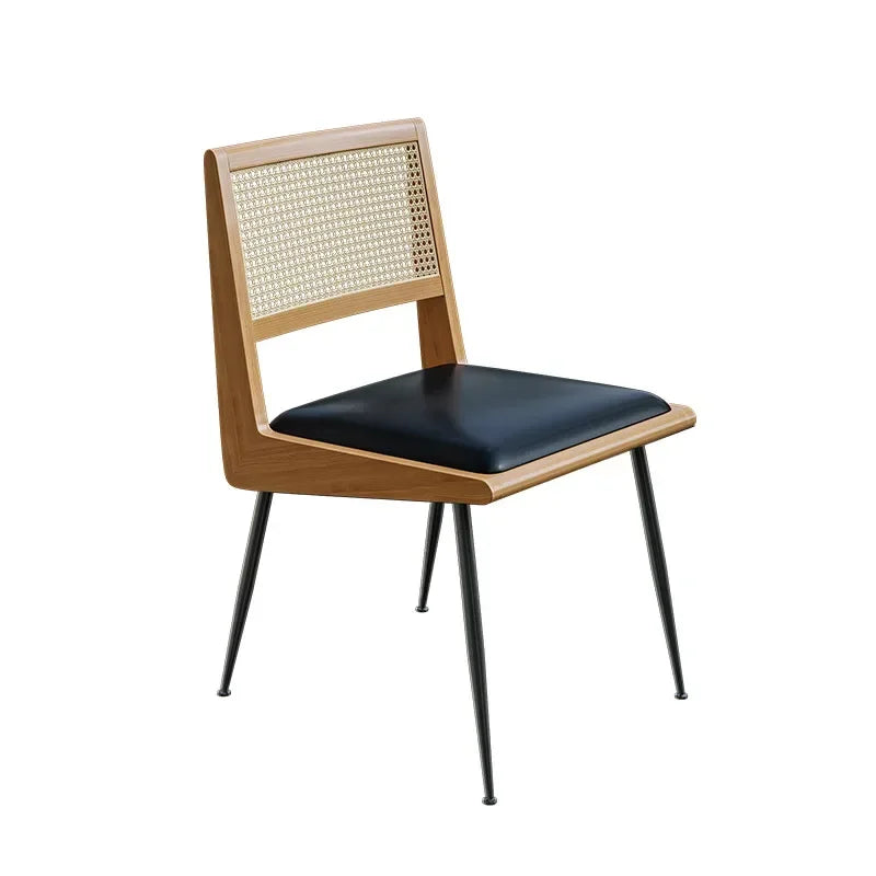 Afralia™ Rattan Plaited Backrest Dining Chair with Solid Wood Table