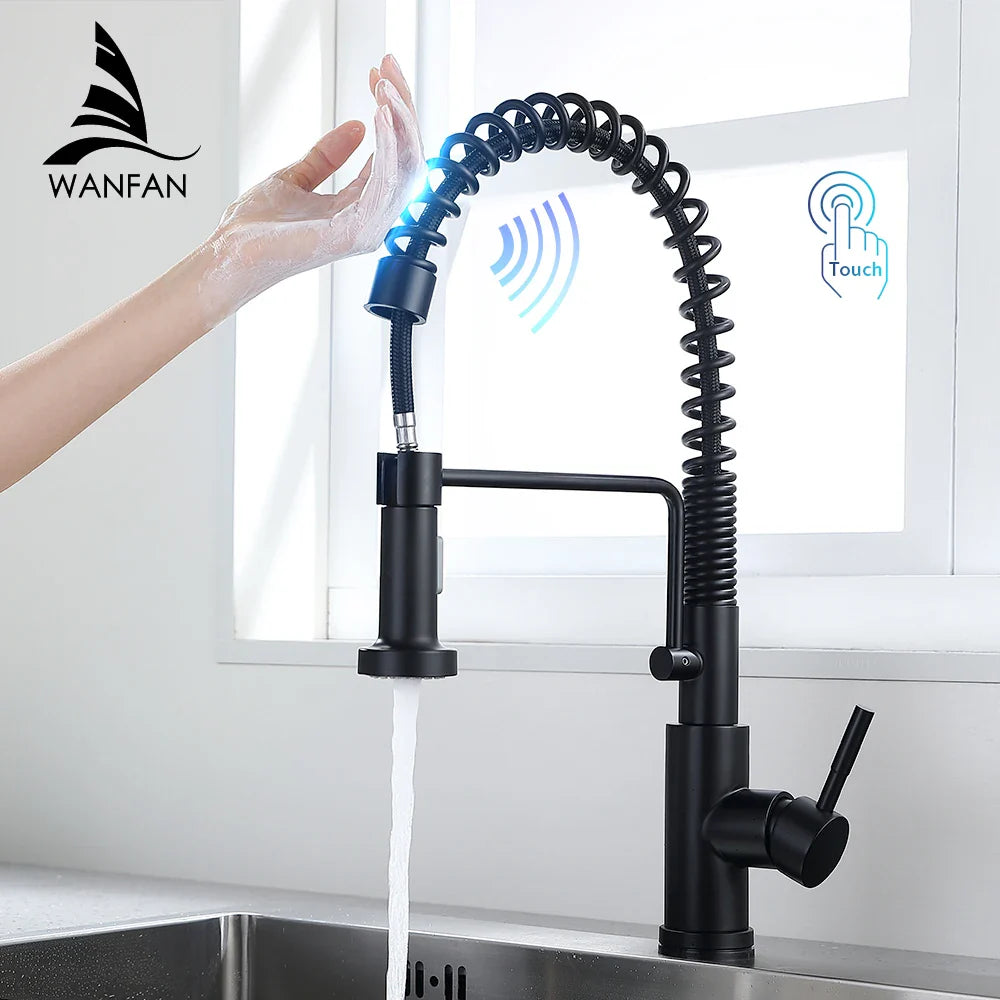 Afralia™ Brush Nickel Sensor Kitchen Faucet | Stainless Steel Smart Induction Tap with Touch Control