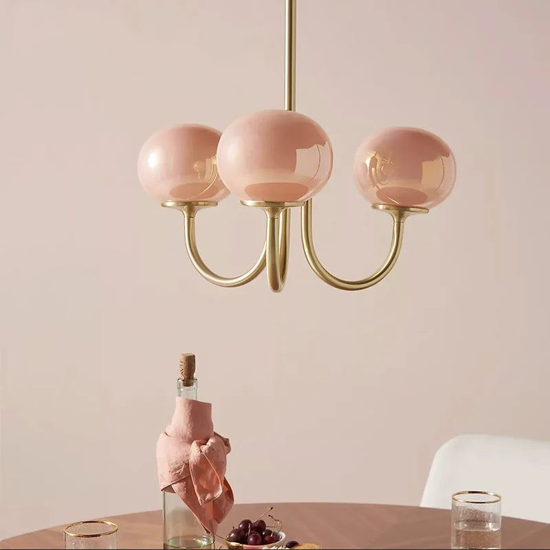 Afralia™ Nordic Art Pink Chandelier for Simple Bedroom Ambiance