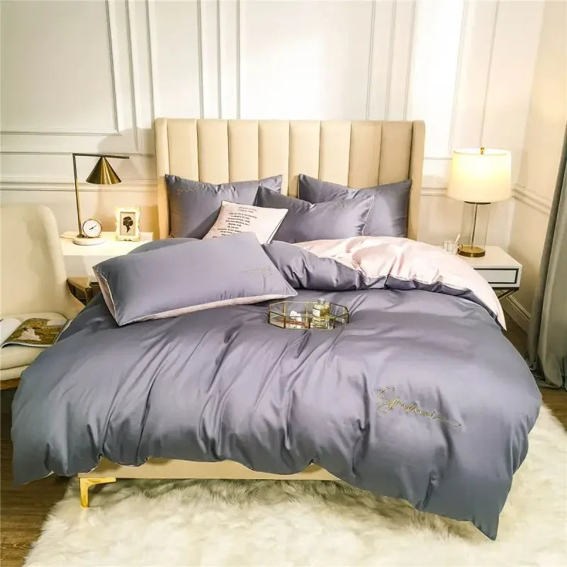 Afralia™ Egyptian Cotton Bedding Set with Sheet Pillowcase Blanket Cover - Queen King Size