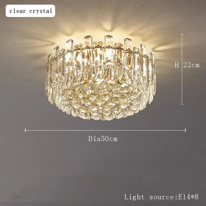 Afralia™ Nordic Crystal Chandelier LED Round Light for Living Bedroom Dining Room