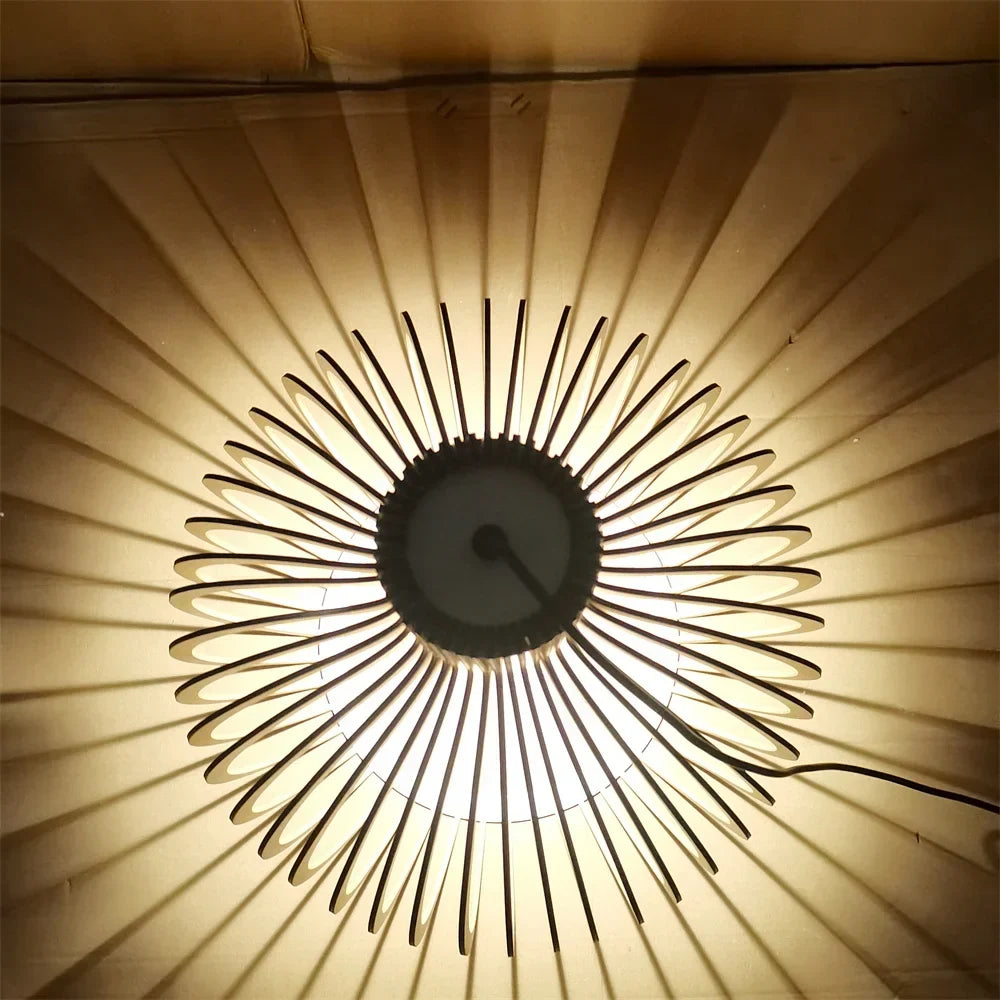 Afralia™ Wood Cage Chandeliers Light Black Bamboo Lamp Country Style Lighting Fixtures