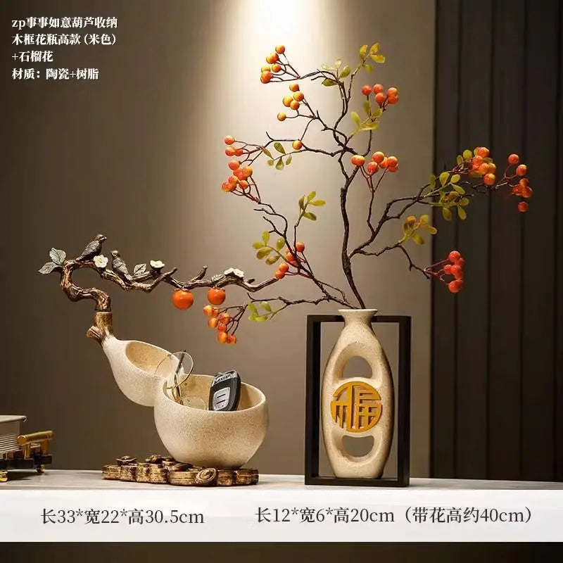 Afralia™ Chinese Gourd Key & Desktop Storage Decoration for Wealth Attraction