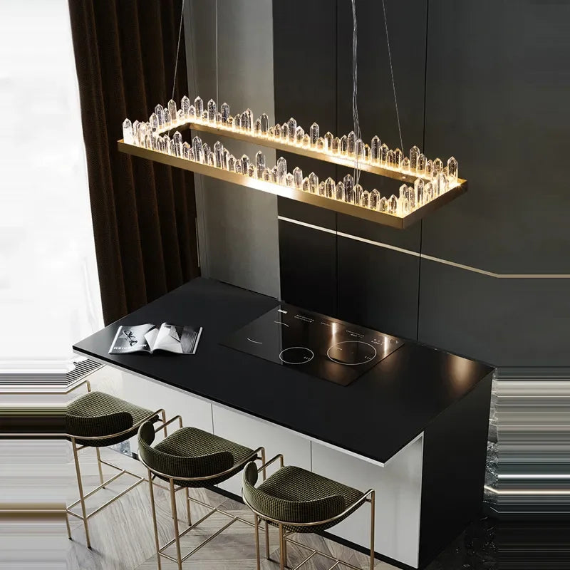 Afralia™ LED Crystal Pendant Chandelier for Living Room Dining Bedroom Hall Decor