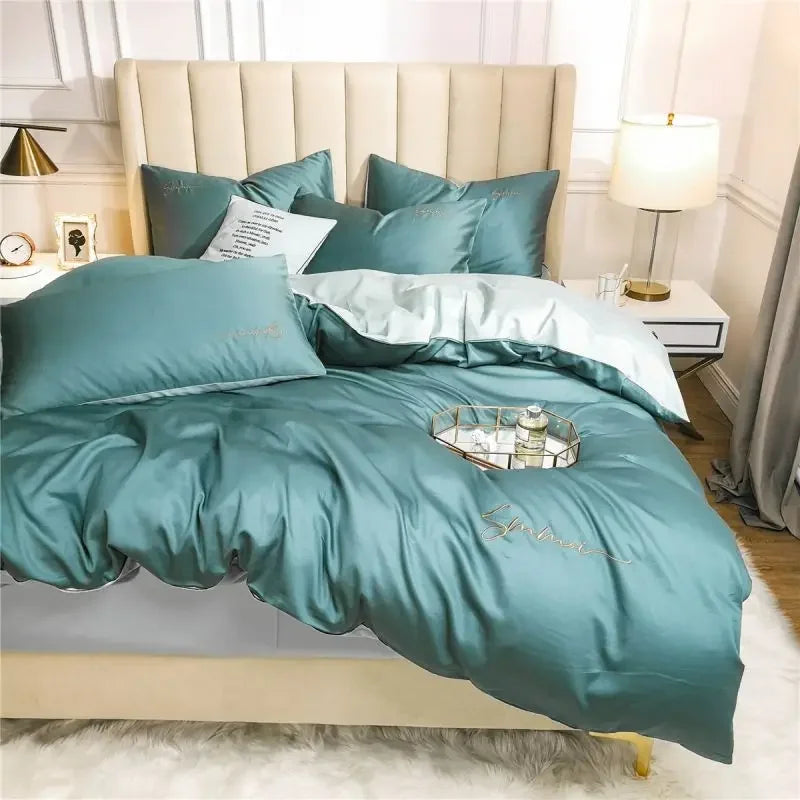 Afralia™ Egyptian Cotton Bedding Set with Sheet Pillowcase Blanket Cover - Queen King Size