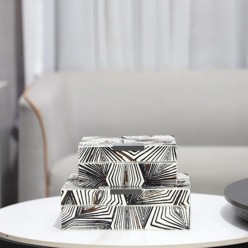 Afralia™ Black & White Zebra Pattern Jewelry Storage Box Desktop Organizer