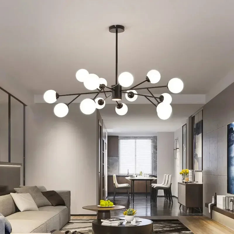 Afralia™ Glass Ball Ceiling Chandelier for Bedroom Dining Living Room Lighting