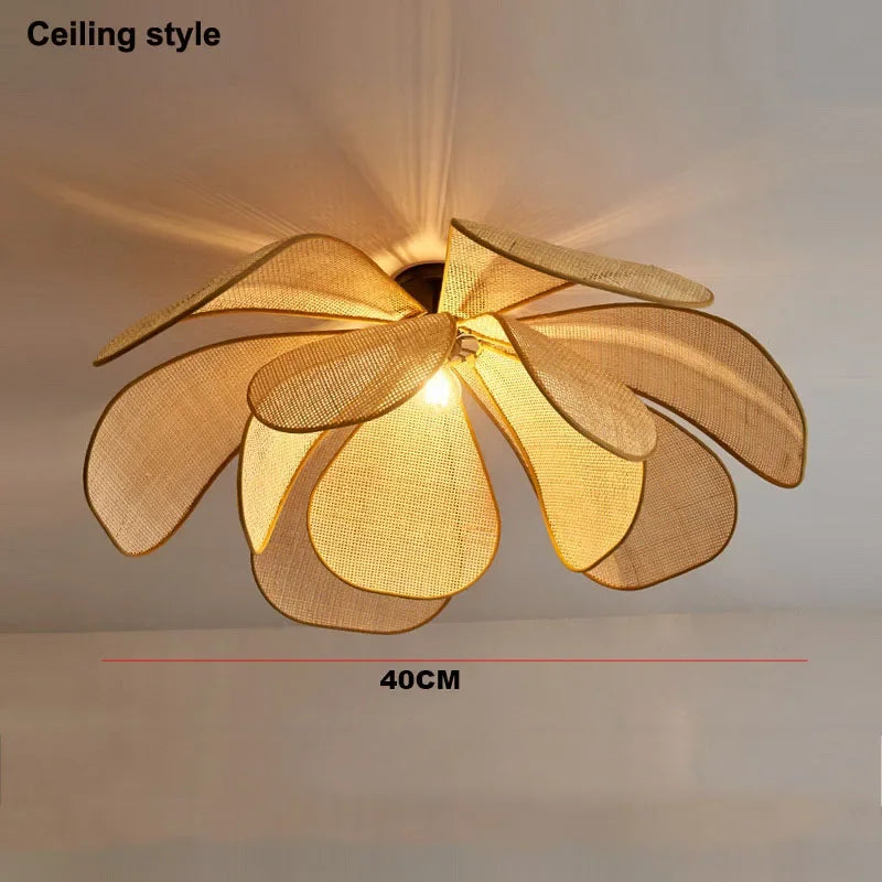 Afralia™ Rattan Flower Chandelier: Handmade Woven Lampshade for Living & Dining Room Lighting