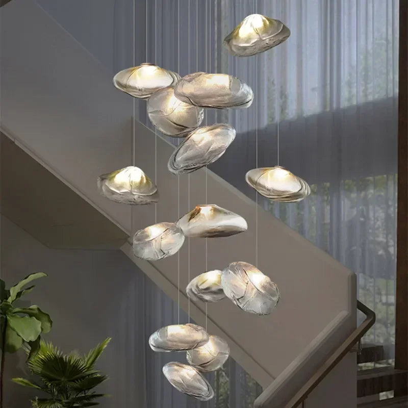 Afralia™ Glass LED Chandelier Lighting for Modern Stairs, Dining Room, and Home Bar