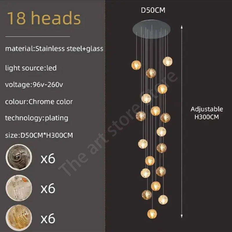 Afralia™ Crystal Glass Spiral Ceiling Chandelier for Modern Living Room & Kitchen Decor