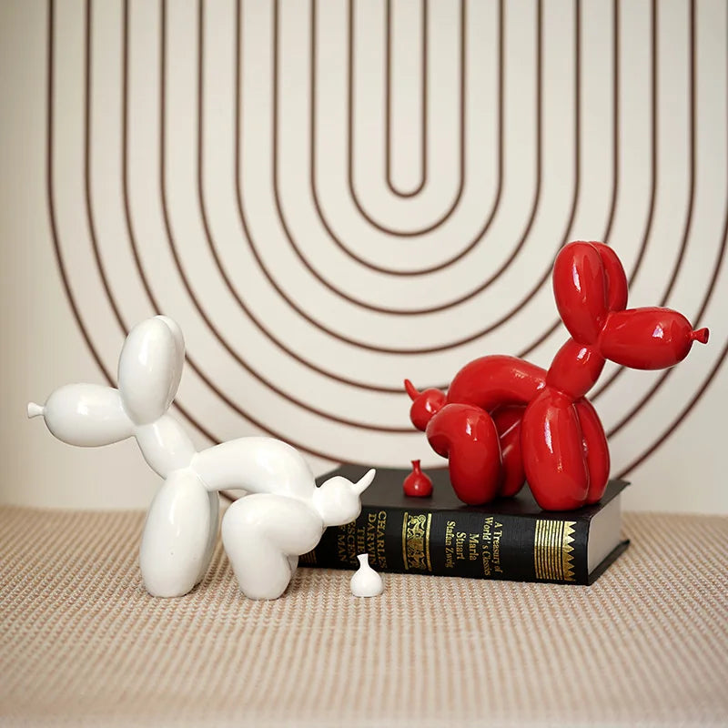 Afralia™ Balloon Dog Sculpture: Funny Puppy Resin Craft for Home Decor