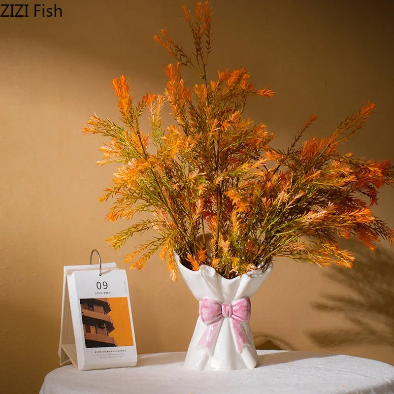 Afralia™ Bowknot Ceramic Vase for Charming Flower Arrangements