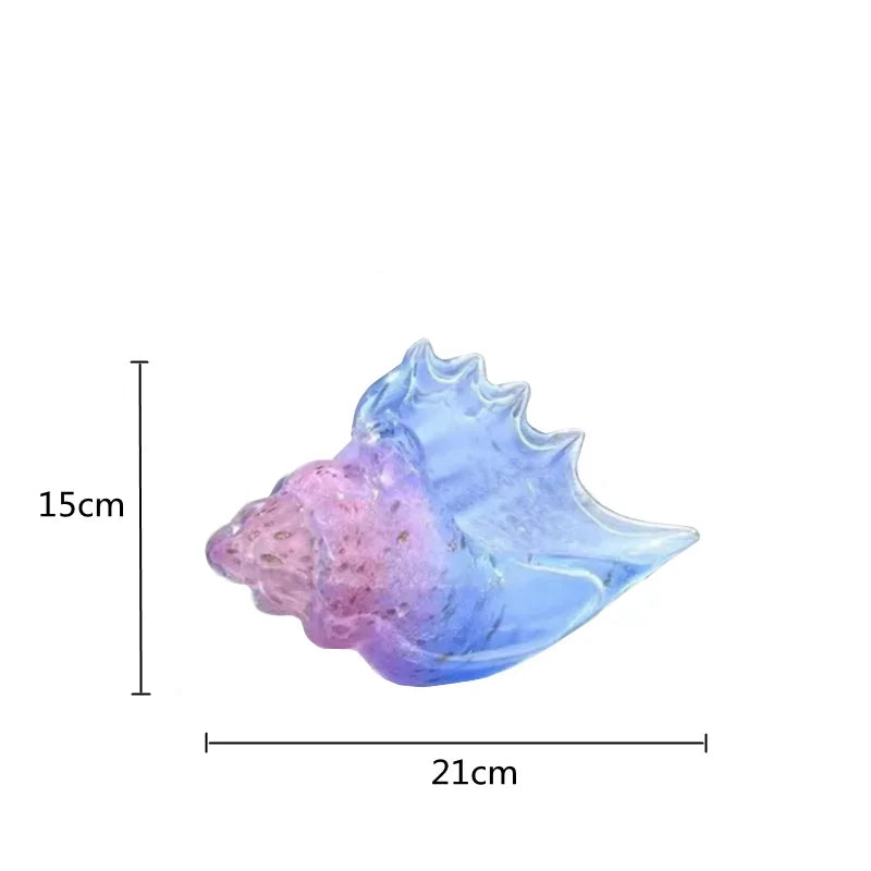 Afralia™ Glass Conch Shell Statue Colorful Modern Design Sculpture Decor Ornaments