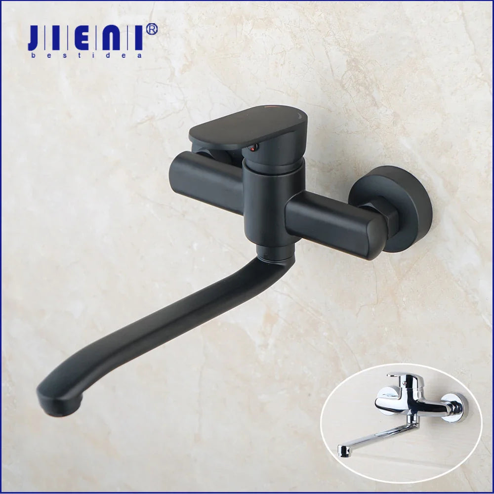 Afralia™ Matte Black Wall Mounted Basin Mixer Faucet