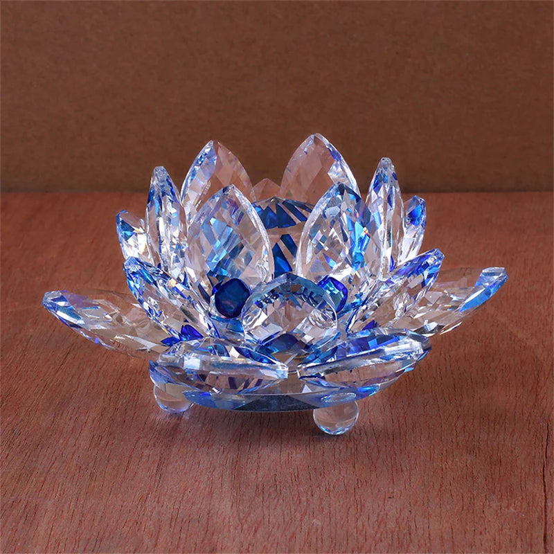 Afralia™ Quartz Crystal Lotus Glass Paperweight Home Table Decor Ornament