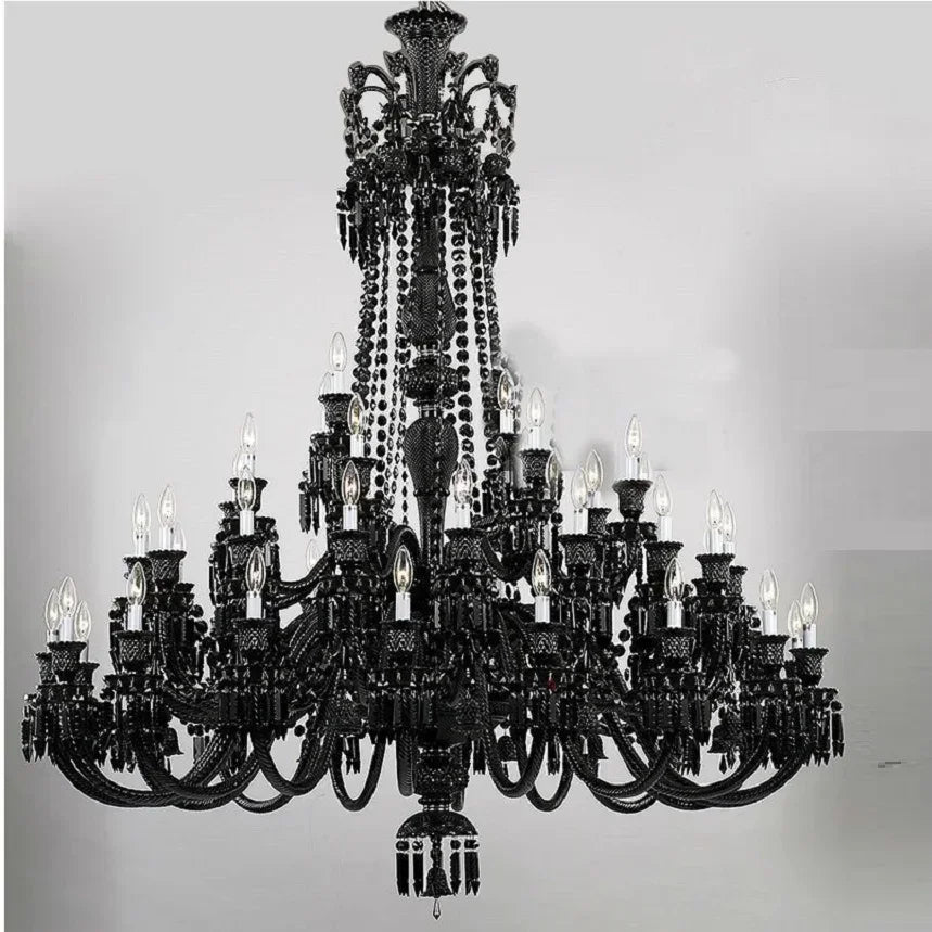 Afralia™ Black Crystal Chandelier: Luxury Lighting for Villa Hotel, Living Room, Dining Room