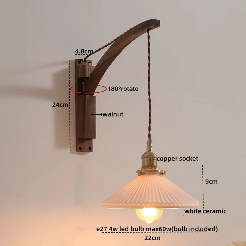 Afralia™ Nordic LED Wall Sconce Walnut Copper Stair Light Fixtures