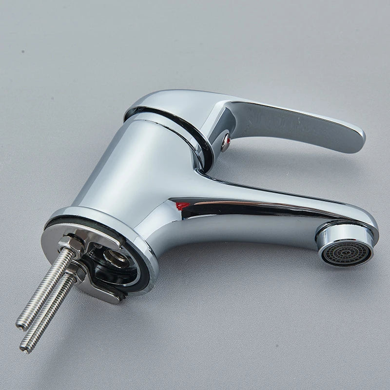 Afralia™ Chrome Basin Faucet Hot Cold Mixer Tap Single Handle Deck Mounted