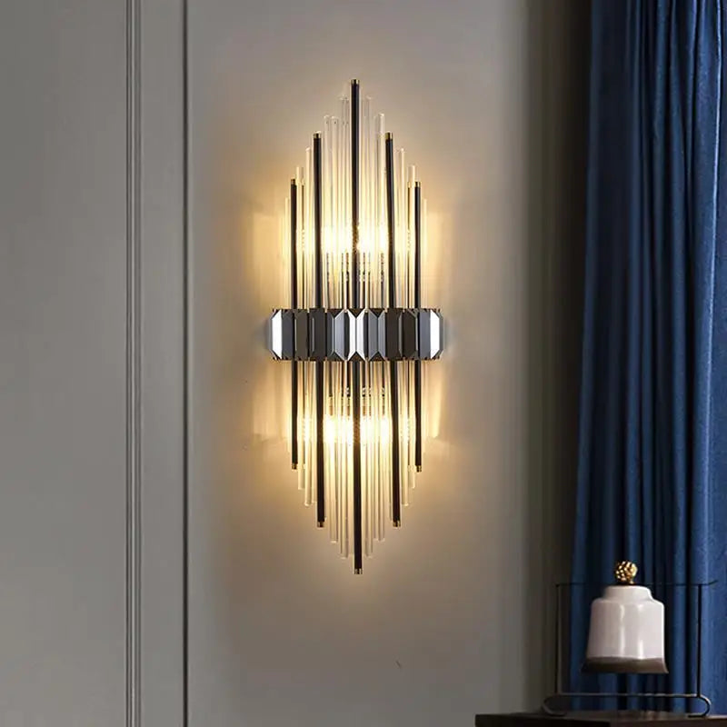 Afralia™ Crystal Strip LED Wall Lamp for Living Room, Bedroom, Study, Balcony Lighting