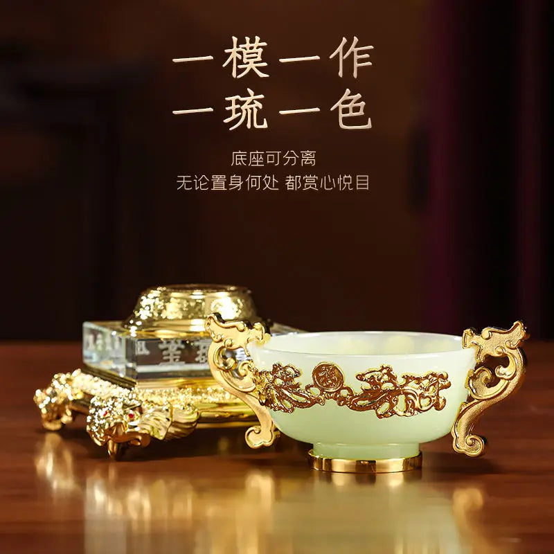 Afralia™ Resin Auspicious Cauldron Luminous Stone Ornament, Home Decor Craft