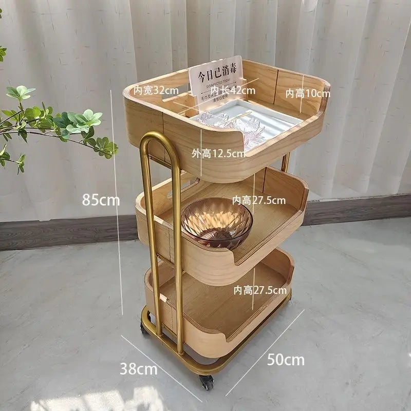 Afralia™ Salon Tool Cart Wood Manicure Cosmetologist Hairdresser Furniture