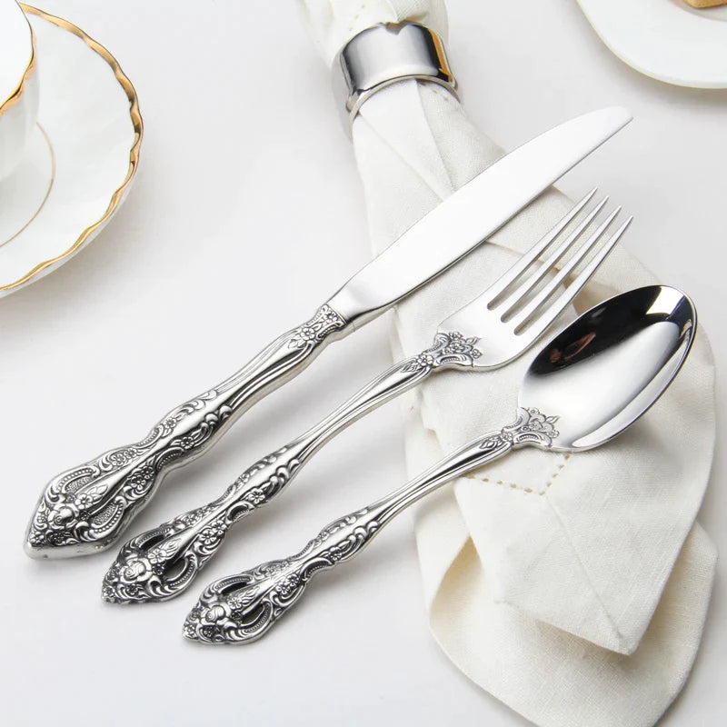 Afralia™ Stainless Steel Cutlery Set: Gold & Silver Kitchenware Tools & Accessories