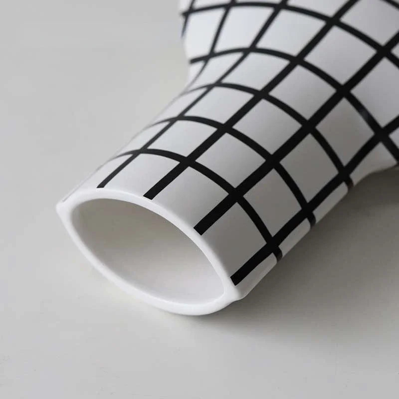 Afralia™ Striped Wave Point Ceramic Vase Home Decoration Pot