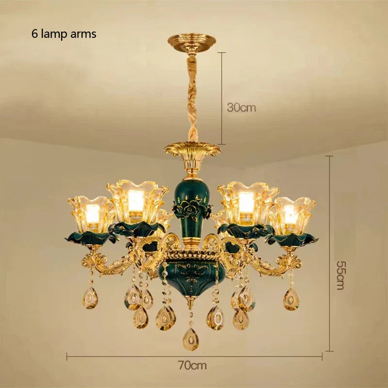 Afralia™ Champagne Crystal Chandelier: Luxurious Living Room Bedroom Pendant Lamp