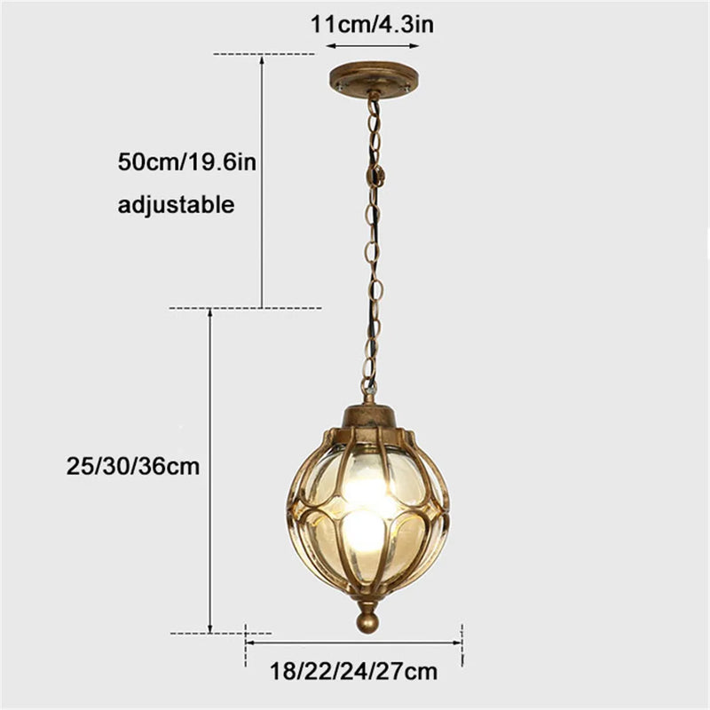 Afralia™ Outdoor Glass Pendant Light Fixture E27 Hanging Lantern for Porch