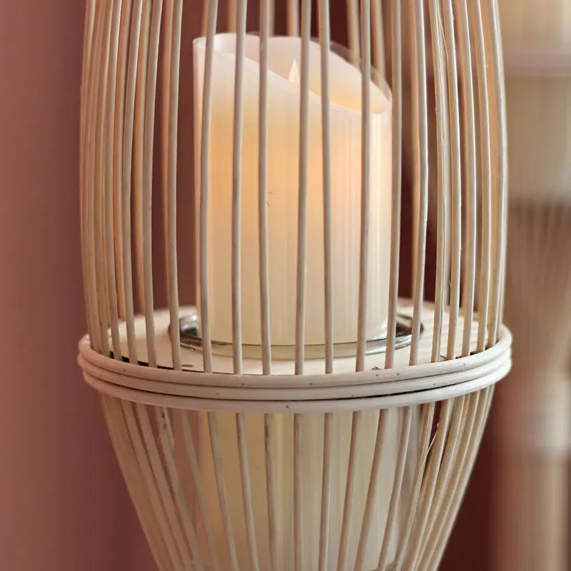 Afralia™ Rattan Bamboo Weaving Floor-to-Ceiling Wind Lamp Candlestick Tea Room Hotel Decoration
