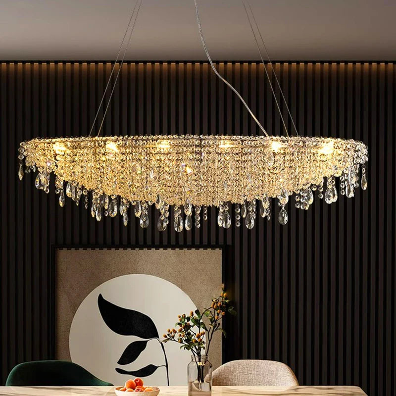 Afralia™ Luxury Crystal Chandelier: Elegant Living Room & Bedroom Pendant Light