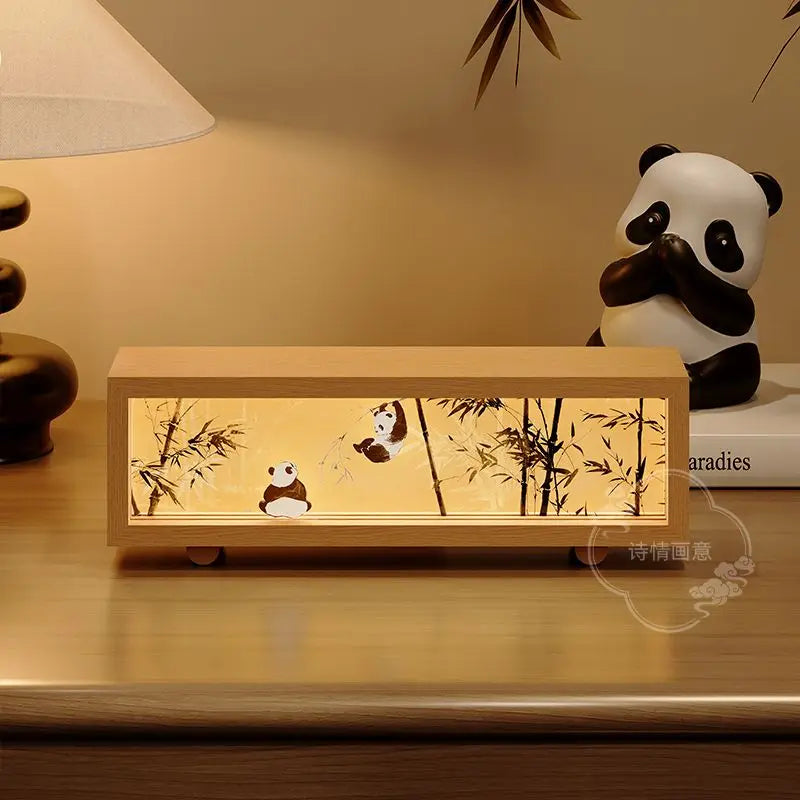 Afralia™ Chinese Wind Lamp Tabletop Painting Creative Night Light Bedroom Decor