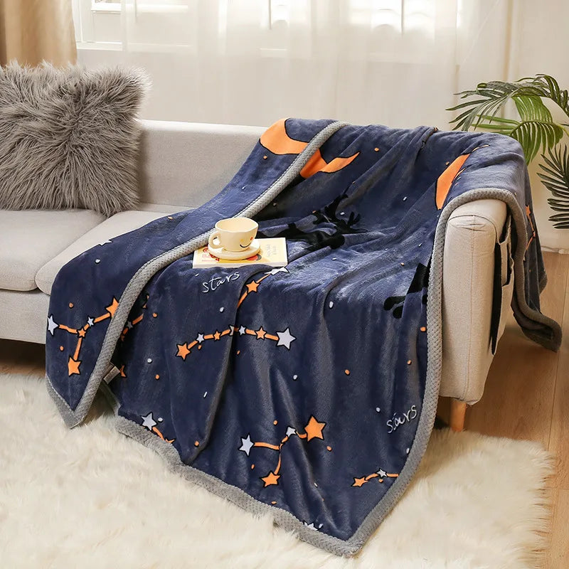 Afralia™ Cartoon Flannel Blanket: Soft & Skin-Friendly for Summer & Autumn Beds.