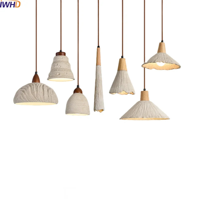 Afralia™ LED Pendant Lights for Modern Decor with Cement Wood Design