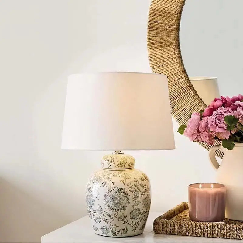 Afralia™ Ceramic Desk Lamp | Bedroom, living room Side Decoration | New Chinese Bedside Table Lamp