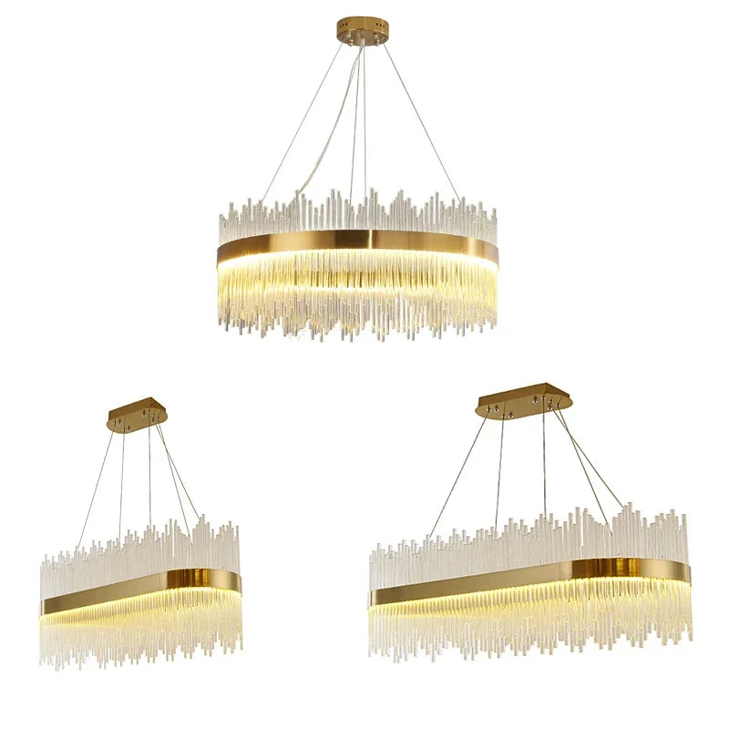 Afralia™ Modern Luxury Glass LED Pendant Light Chandelier