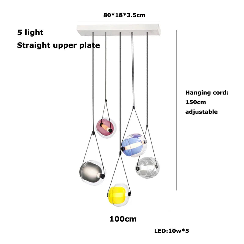 Afralia™ Multicolor Glass Globe Pendant Light for Stylish Bedroom Decor