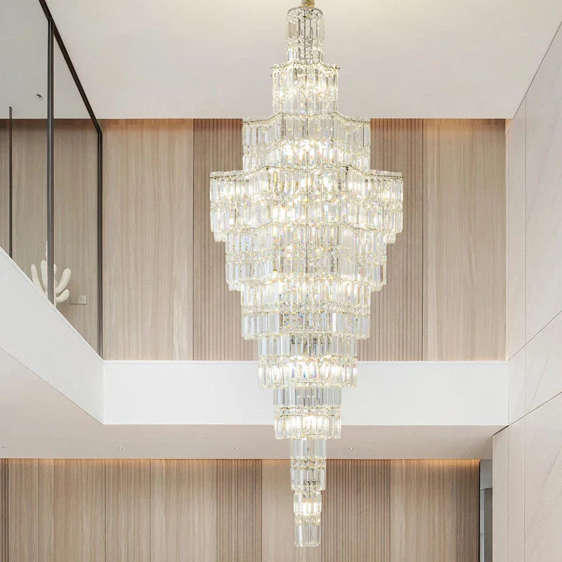 Afralia™ Crystal Staircase Chandelier: Luxury European Style for Villa Living Room