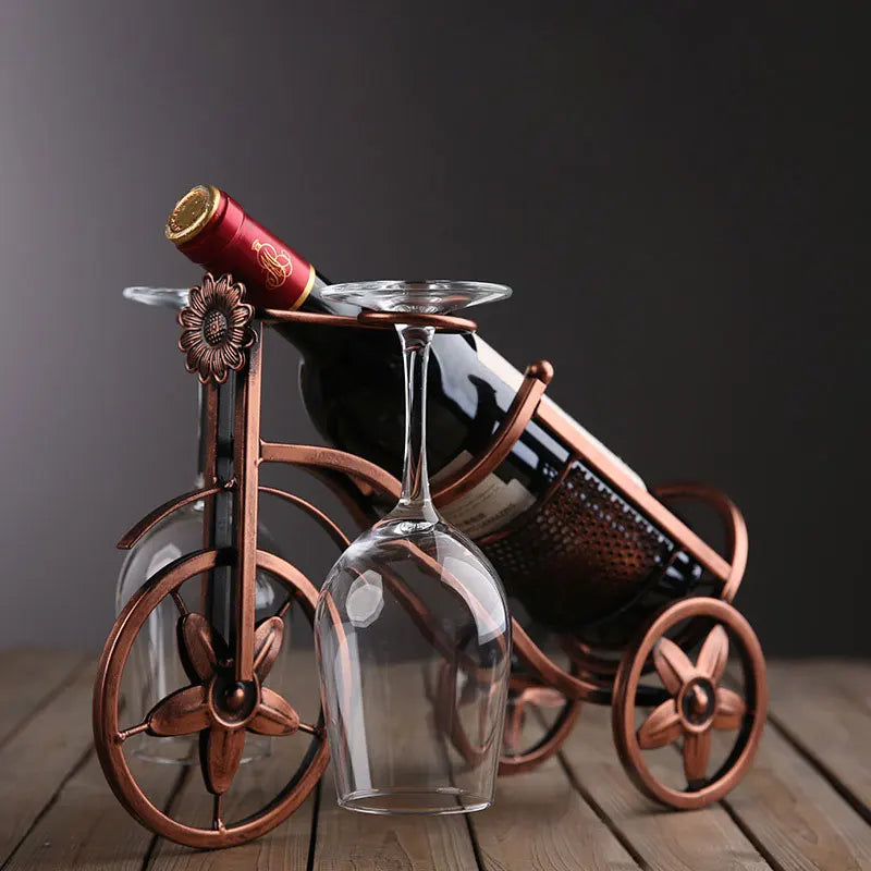 Afralia™ Retro Carriage Wine Rack & Glass Holder: Elegant Table Decor & Bottle Organizer