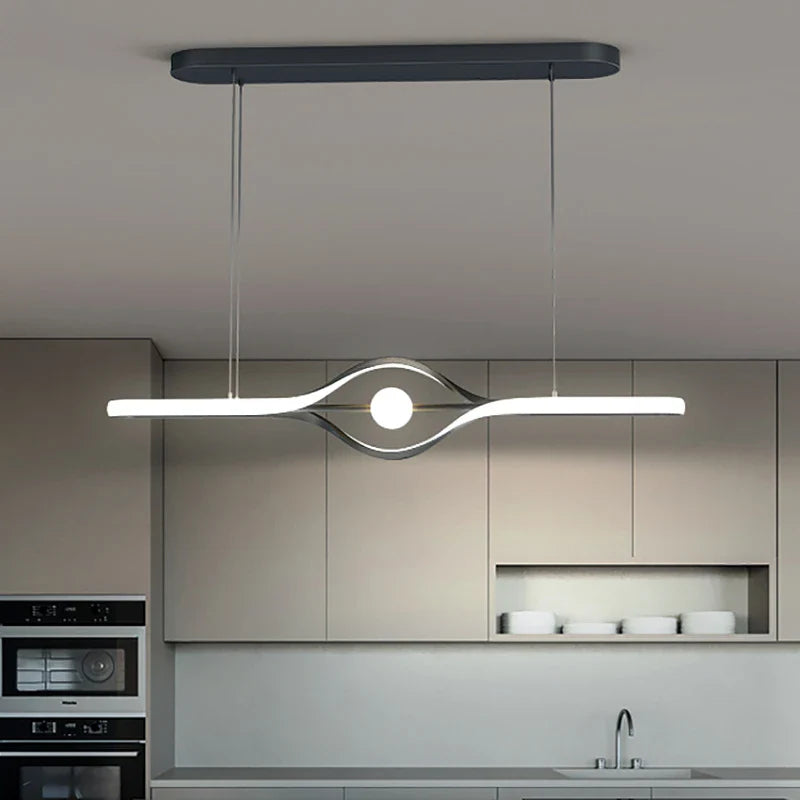 Afralia™ Modern Restaurant LED Chandelier in Black & Gold for Living Dining Kitchen