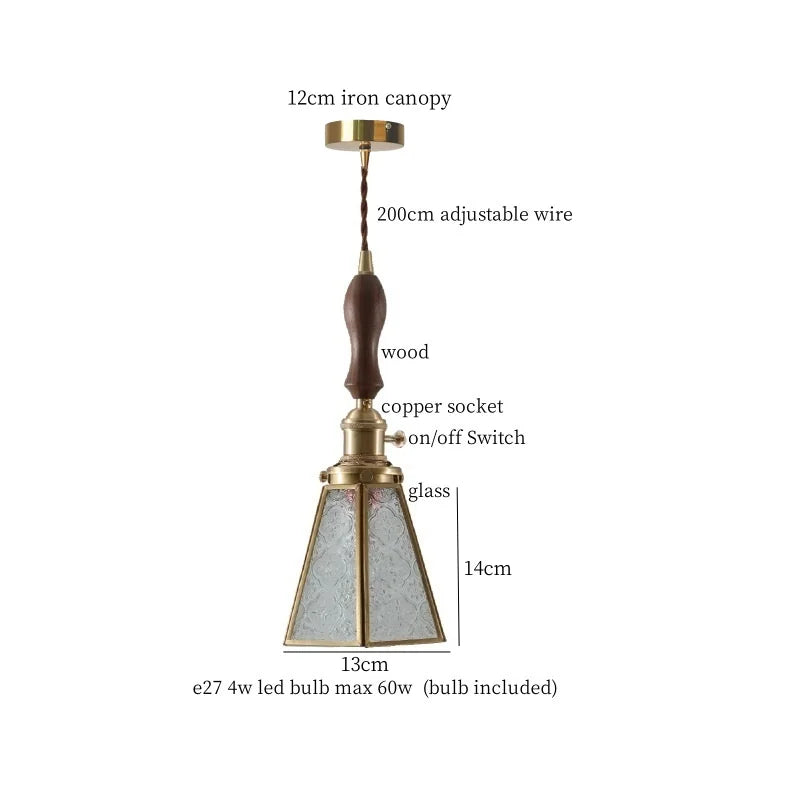 Afralia™ Glass LED Pendant Lamp Japanese Vintage Style for Home and Bar