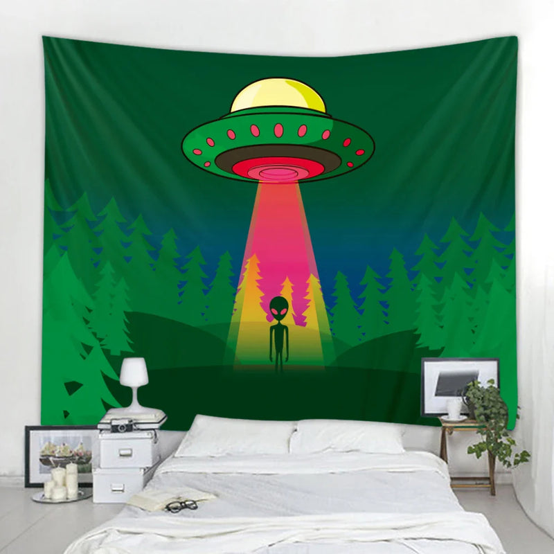 Afralia™ UFO Psychedelic Tapestry Hippie Mandala Wall Hanging - Boho Home Decor