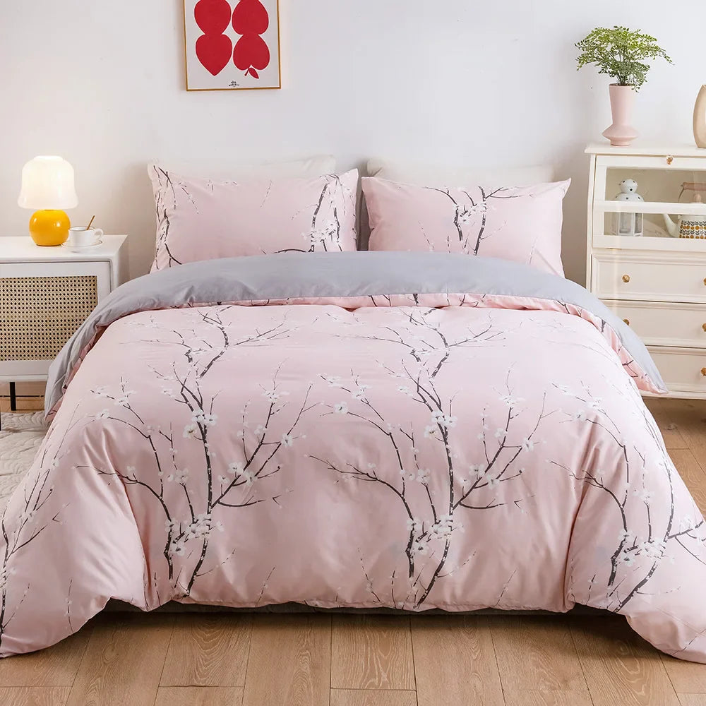 Afralia™ Plum Blossom Queen Duvet Set: Skin-Friendly, Comfortable & Durable