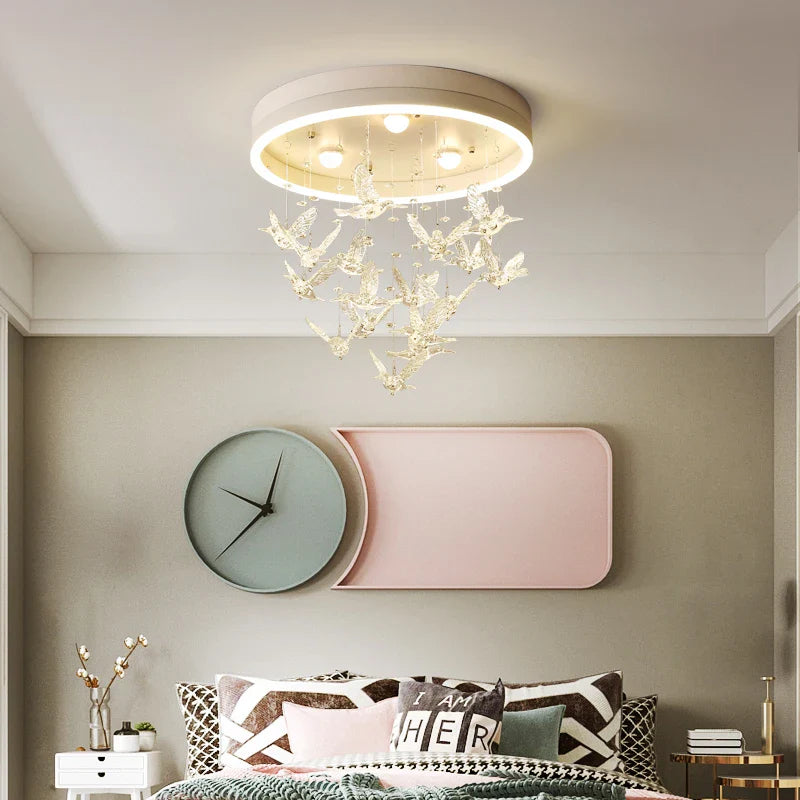 Afralia™ Minimalist LED Crystal Chandeliers for Bedroom Dining Study Living Children, Warm & Romantic