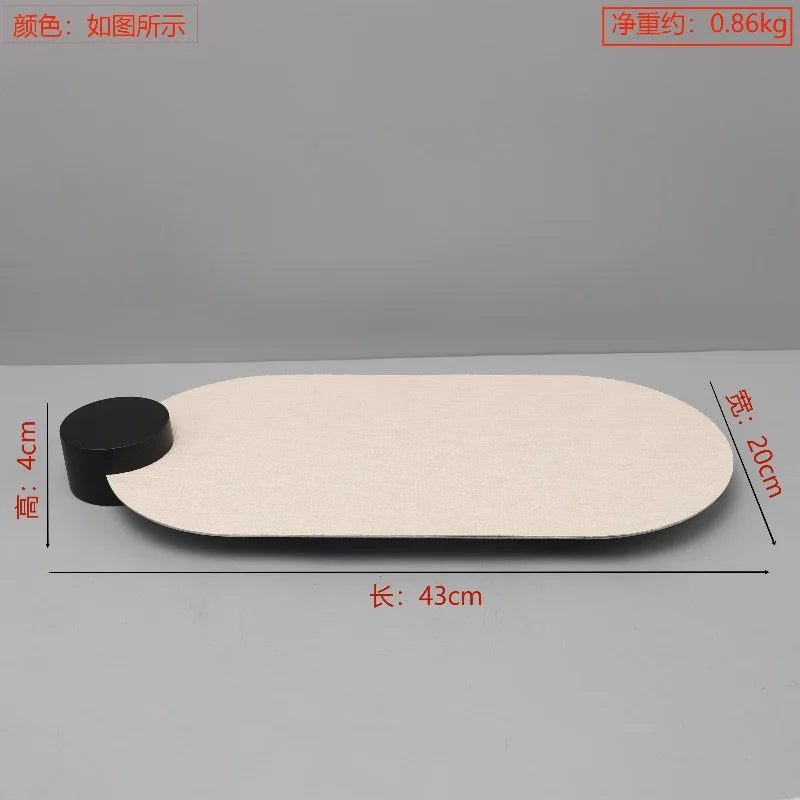 Afralia™ Modern Oval Stainless Steel Leather Tray for Home Decor