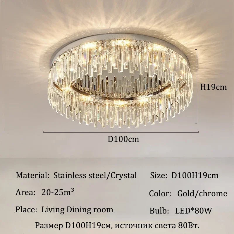 Afralia™ Chrome Crystal Ceiling Lights: Modern Luxury for Living & Dining Room