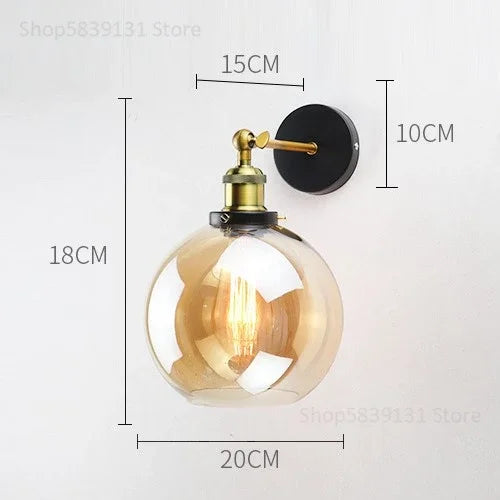 Afralia™ Vintage Metal Glass LED Wall Lamps Retro Industrial Living Room Bedroom Light Fixtures