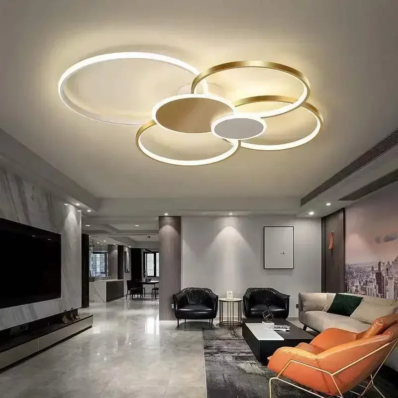 Afralia™ Modern LED Ceiling Light - Minimalist Circular Remote Control Chandelier